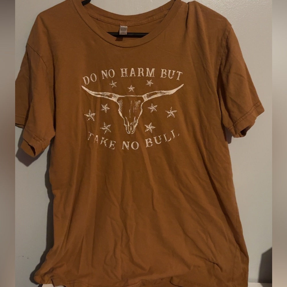 Brown Graphic T-Shirt with Bull Design